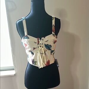 Cider Cream Bustier Tie-Front Crop Top